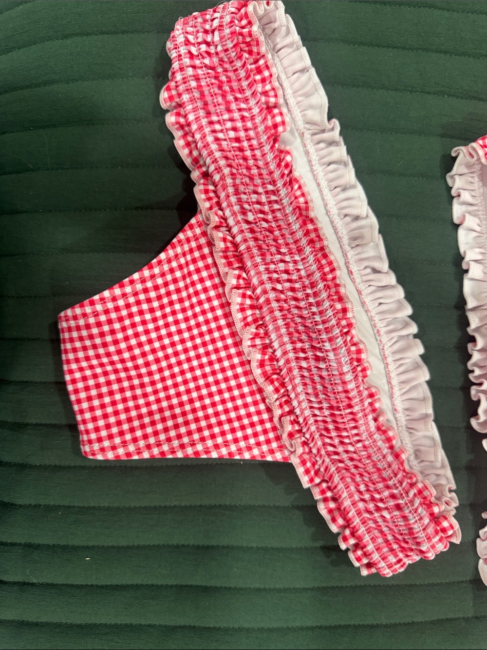SHEIN Red and White Gingham Ruffle Bikini Set small - Picture 2 of 5